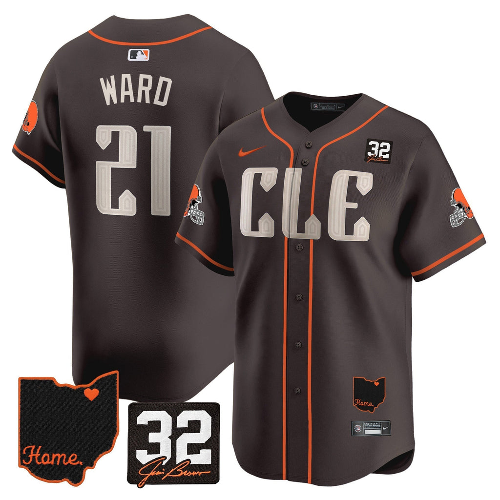 Browns #32 Jim Brown Memorial & Home Patch Vapor Premier Limited Men Jersey - All Stitched