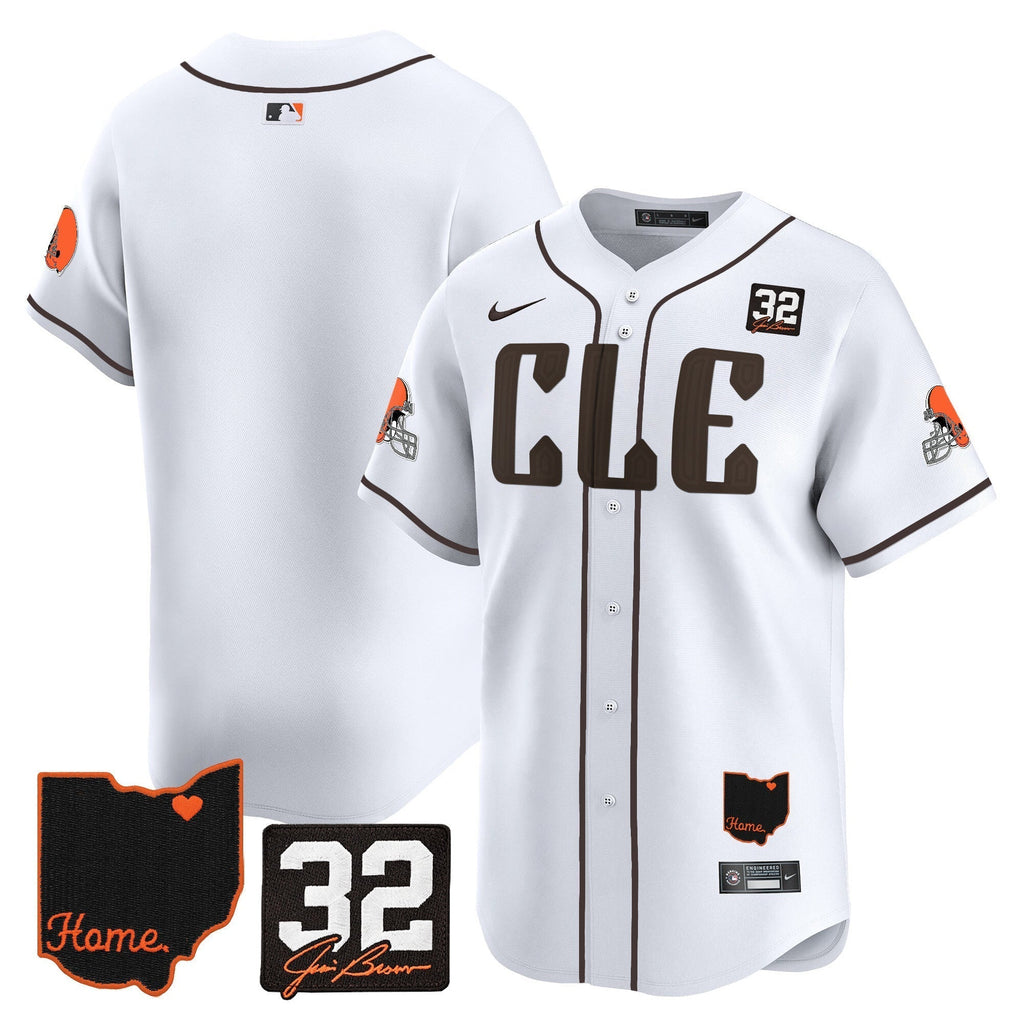 Browns #32 Jim Brown Memorial & Home Patch Vapor Premier Limited Men Jersey - All Stitched