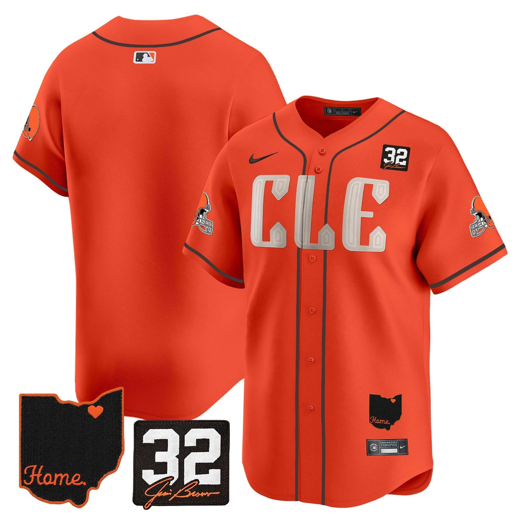 Browns #32 Jim Brown Memorial & Home Patch Vapor Premier Limited Men Jersey - All Stitched