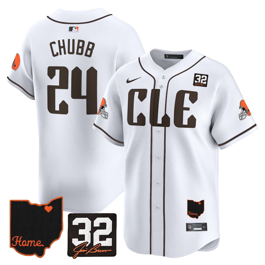 Browns #32 Jim Brown Memorial & Home Patch Vapor Premier Limited Men Jersey - All Stitched