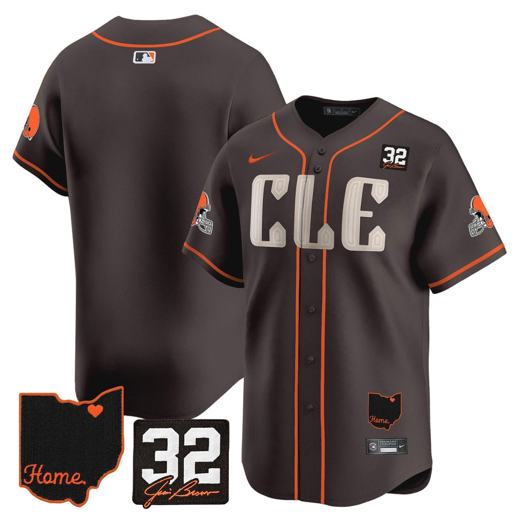 Browns #32 Jim Brown Memorial & Home Patch Vapor Premier Limited Men Jersey - All Stitched