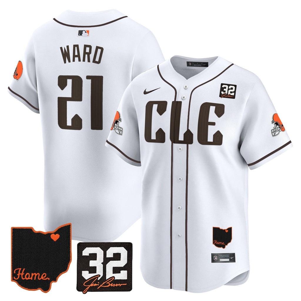 Browns #32 Jim Brown Memorial & Home Patch Vapor Premier Limited Men Jersey - All Stitched