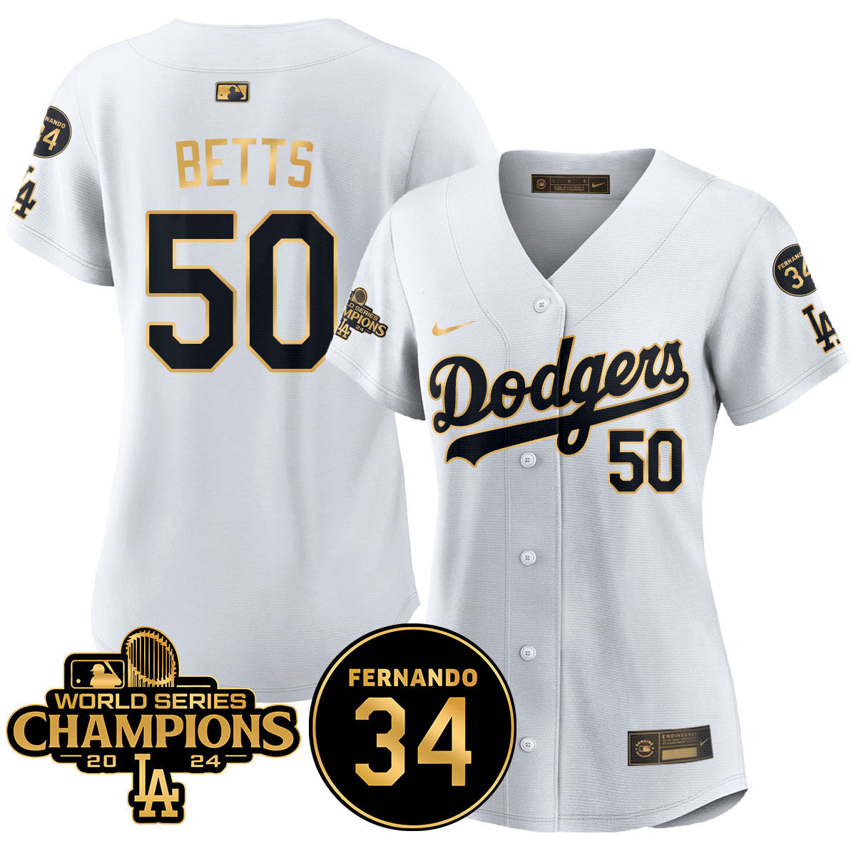 Women's LA Dodgers - World Series Champions 2024/Fernando Valenzuela Memorial Jersey - All Stitched N1