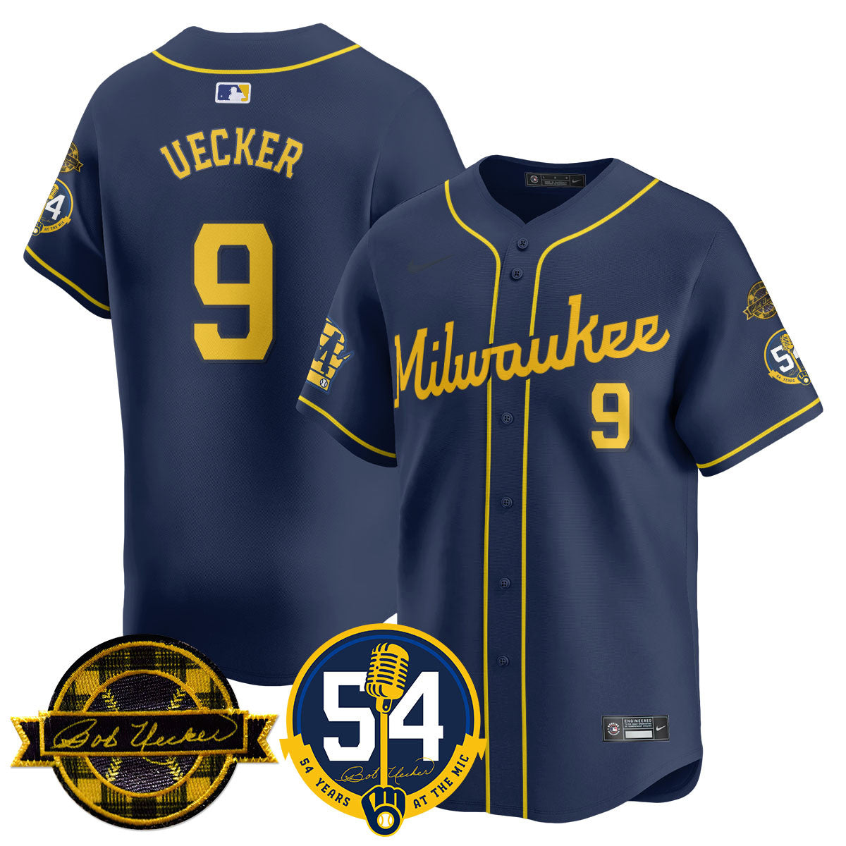 MIL Men Jersey - Bob Uecker, 54 Seasons for Brewers - All Stitched