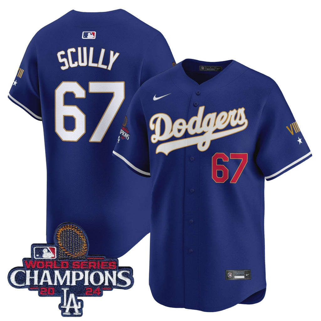Dodgers 2024 World Series Champions Gold Trim Vapor Premier Limited Jersey - All Stitched