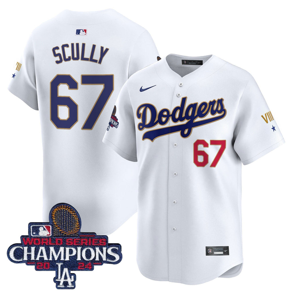 Dodgers 2024 World Series Champions Gold Trim Vapor Premier Limited Jersey - All Stitched