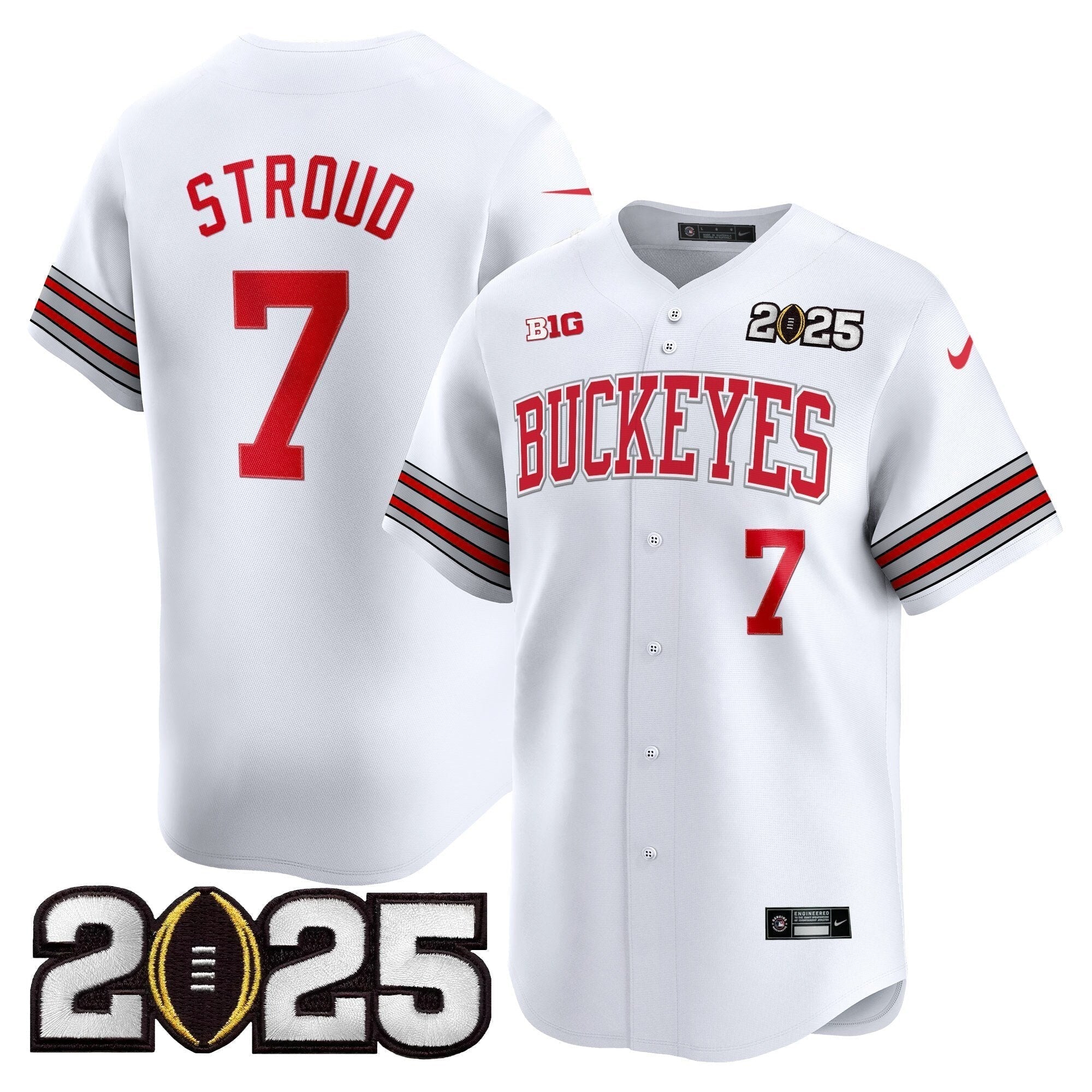 OSU 'Heritage Stripe' 2025 CFP Final Patch Vapor Baseball Men Jersey - All Stitched