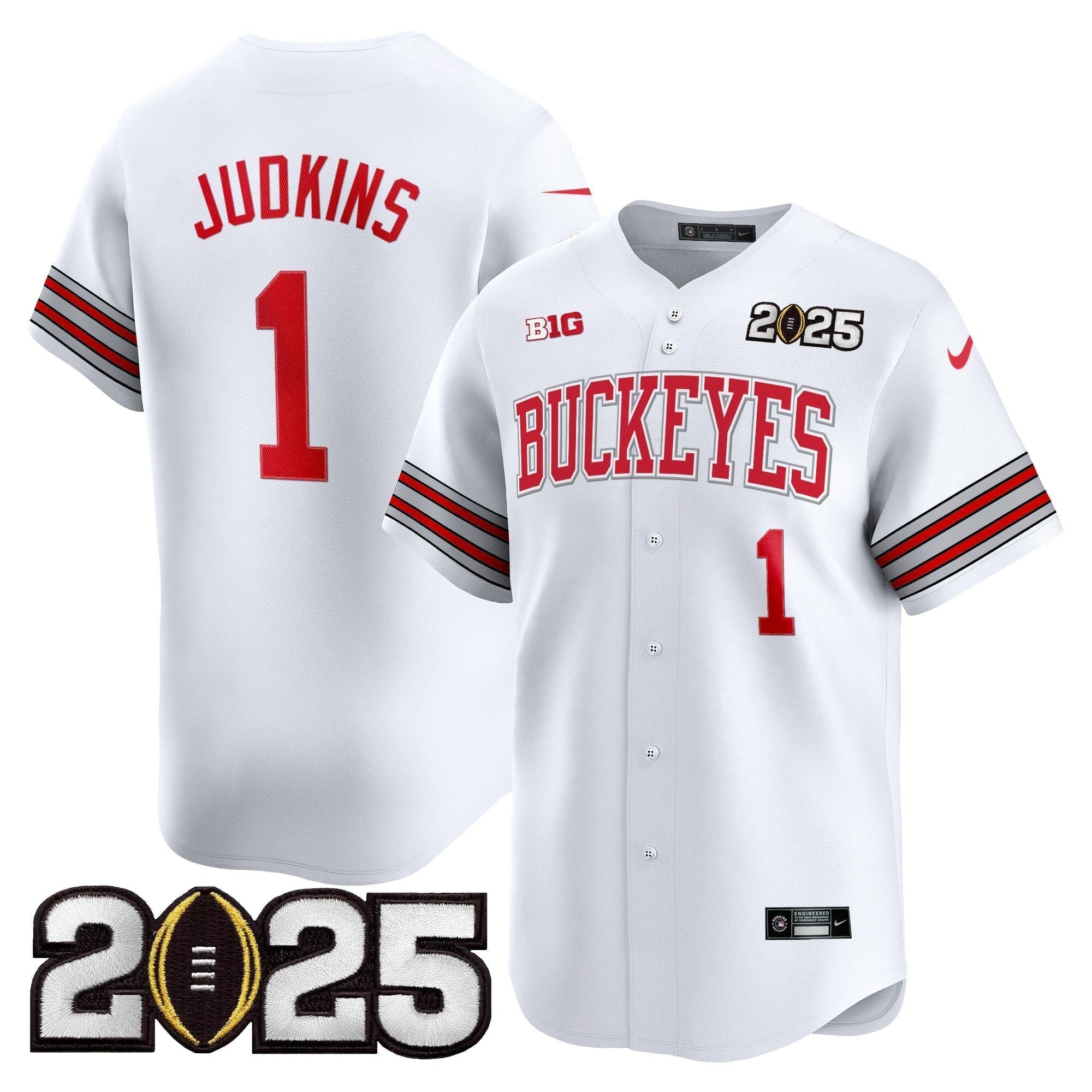 OSU 'Heritage Stripe' 2025 CFP Final Patch Vapor Baseball Men Jersey - All Stitched