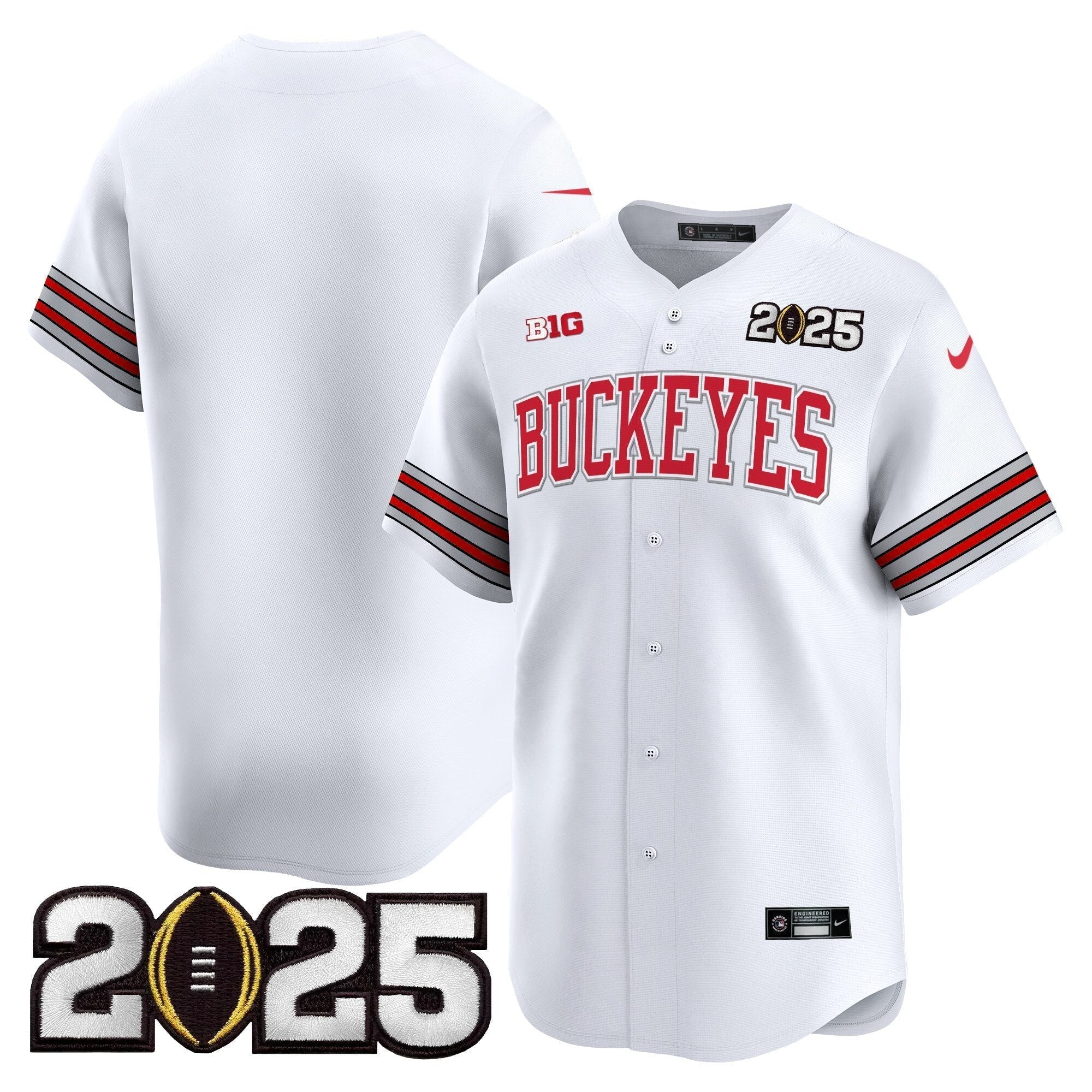 OSU 'Heritage Stripe' 2025 CFP Final Patch Vapor Baseball Jersey - All Stitched