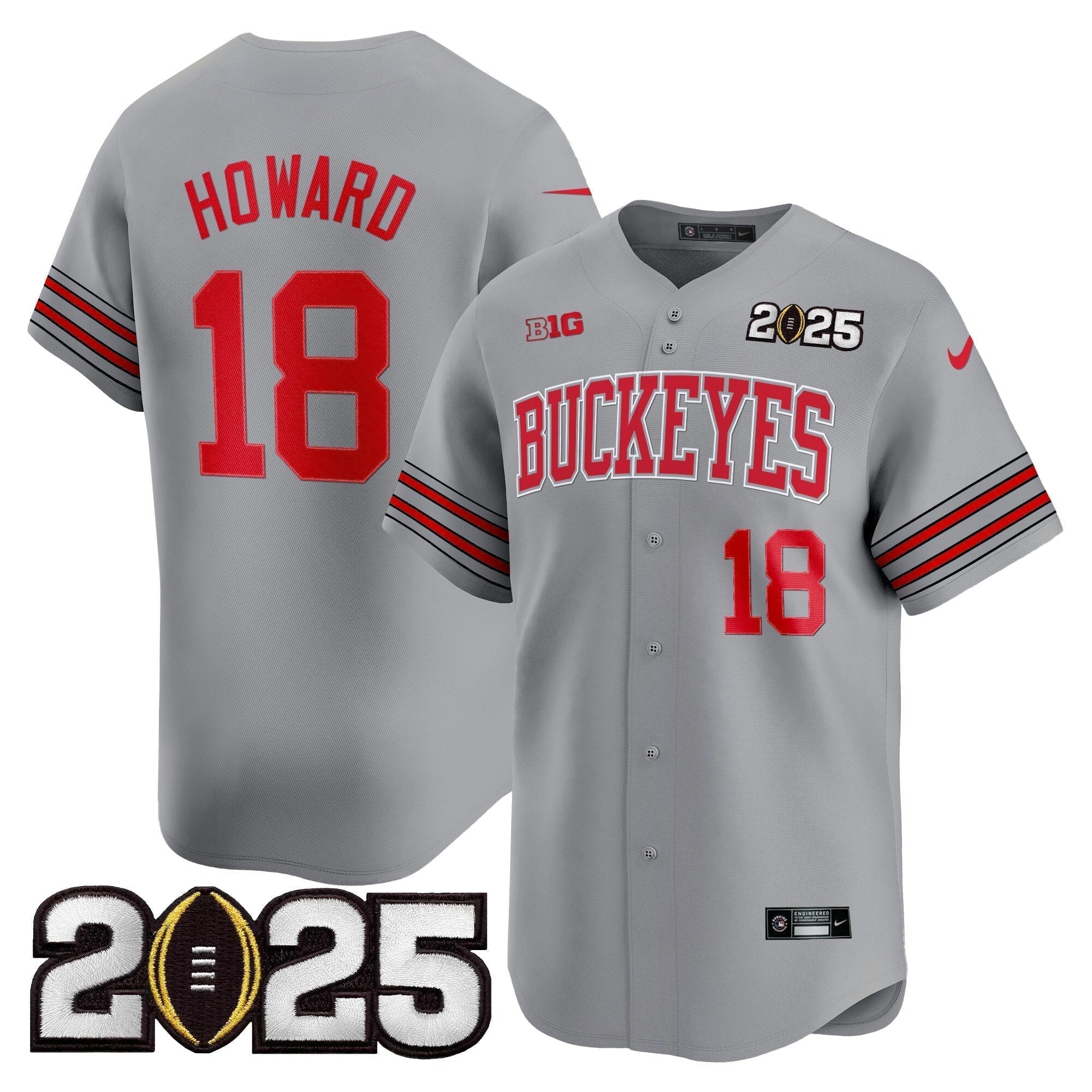 OSU 'Heritage Stripe' 2025 CFP Final Patch Vapor Baseball Jersey - All Stitched