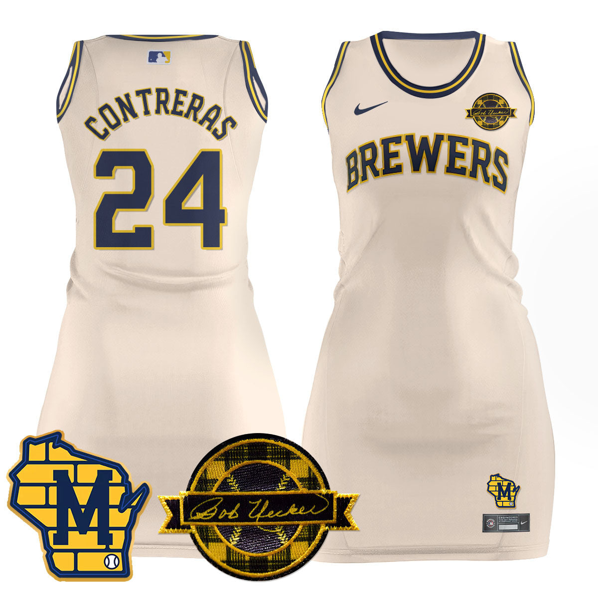 Milwaukee Brewers Limited Jersey Dress - Bob Uecker Patch - All Stitched
