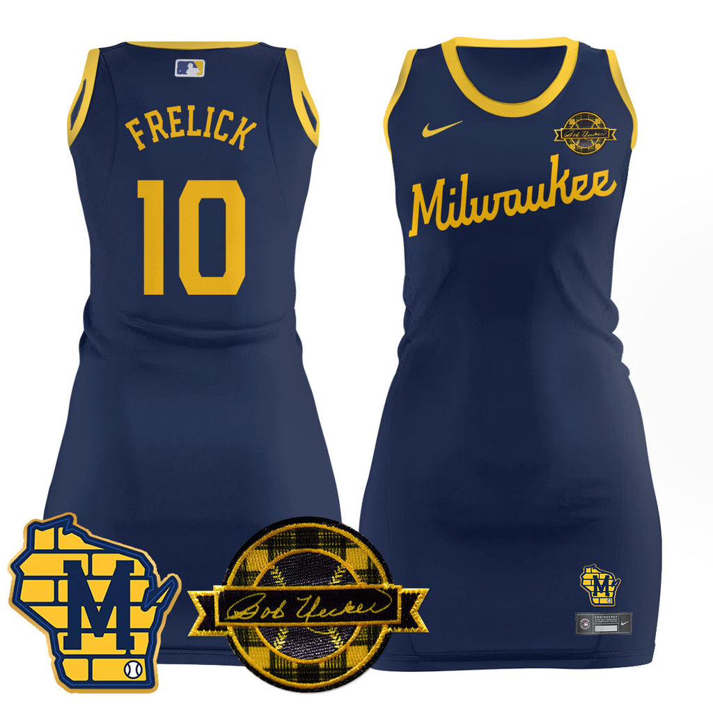 Milwaukee Brewers Limited Jersey Dress - Bob Uecker Patch - All Stitched