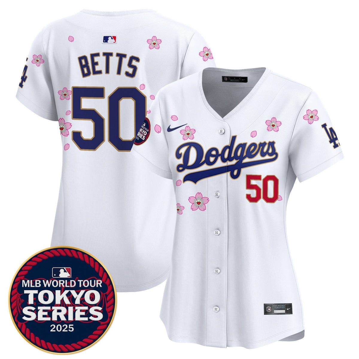 Women's Dodgers Tokyo Series 2025 Gold Trim Vapor Premier Limited Jersey - Stitched