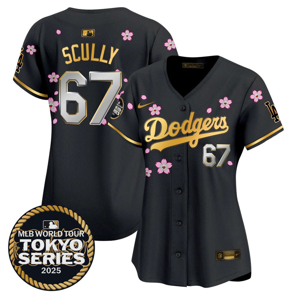Women's Dodgers Tokyo Series 2025 Gold Trim Vapor Premier Limited Jersey V2 - Stitched