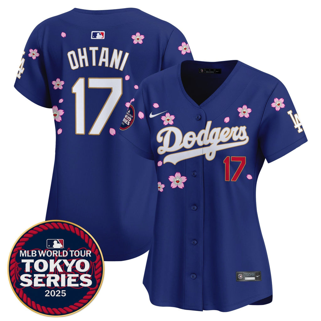 Women's Dodgers Tokyo Series 2025 Gold Trim Vapor Premier Limited Jersey V2 - Stitched