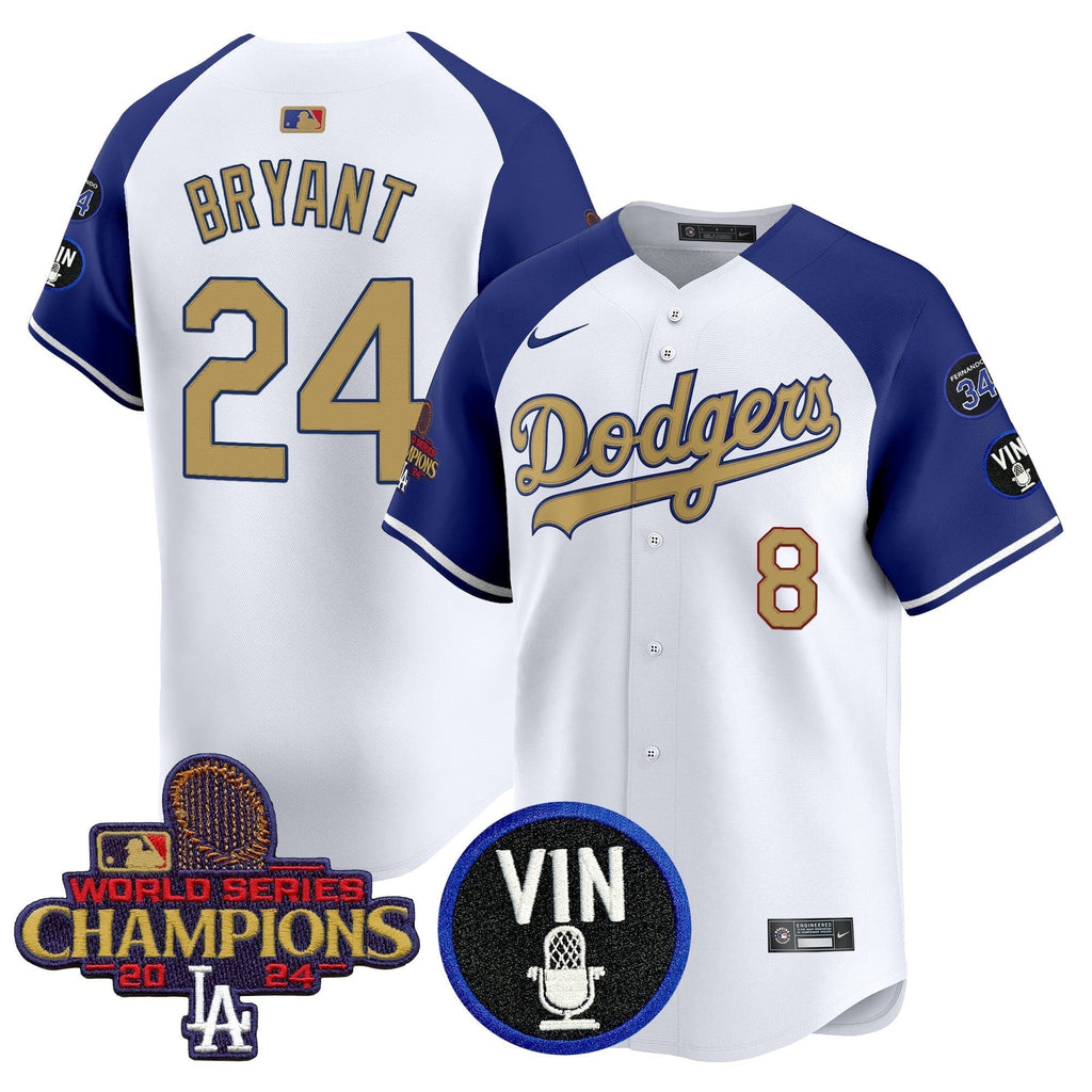 Dodgers 2025 Vin Scully & #34 Fernando Patch Gold Vapor Premier Limited Jersey - All Stitched