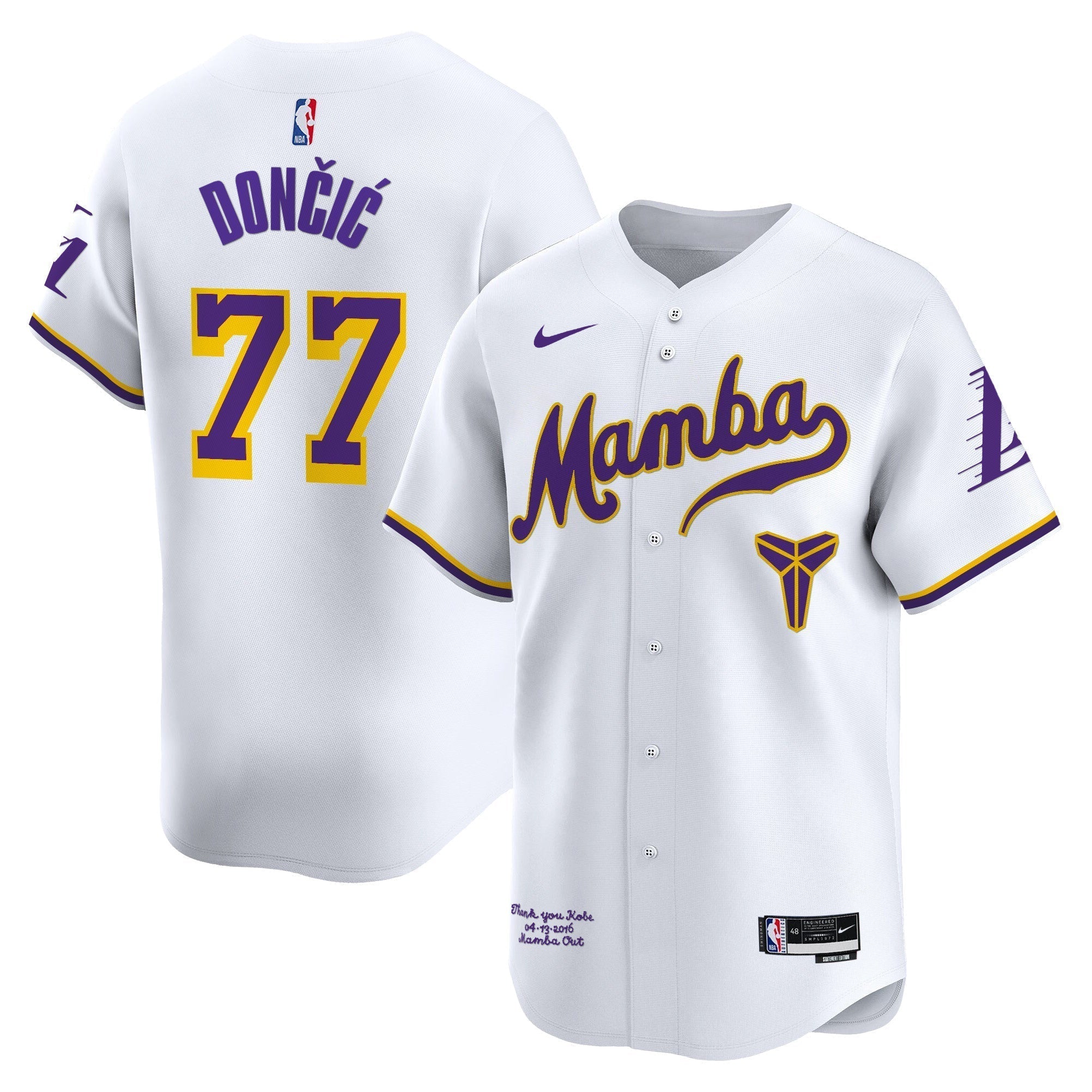 LAL Kobe Bryant Mamba Vapor Baseball Jersey - All Stitched