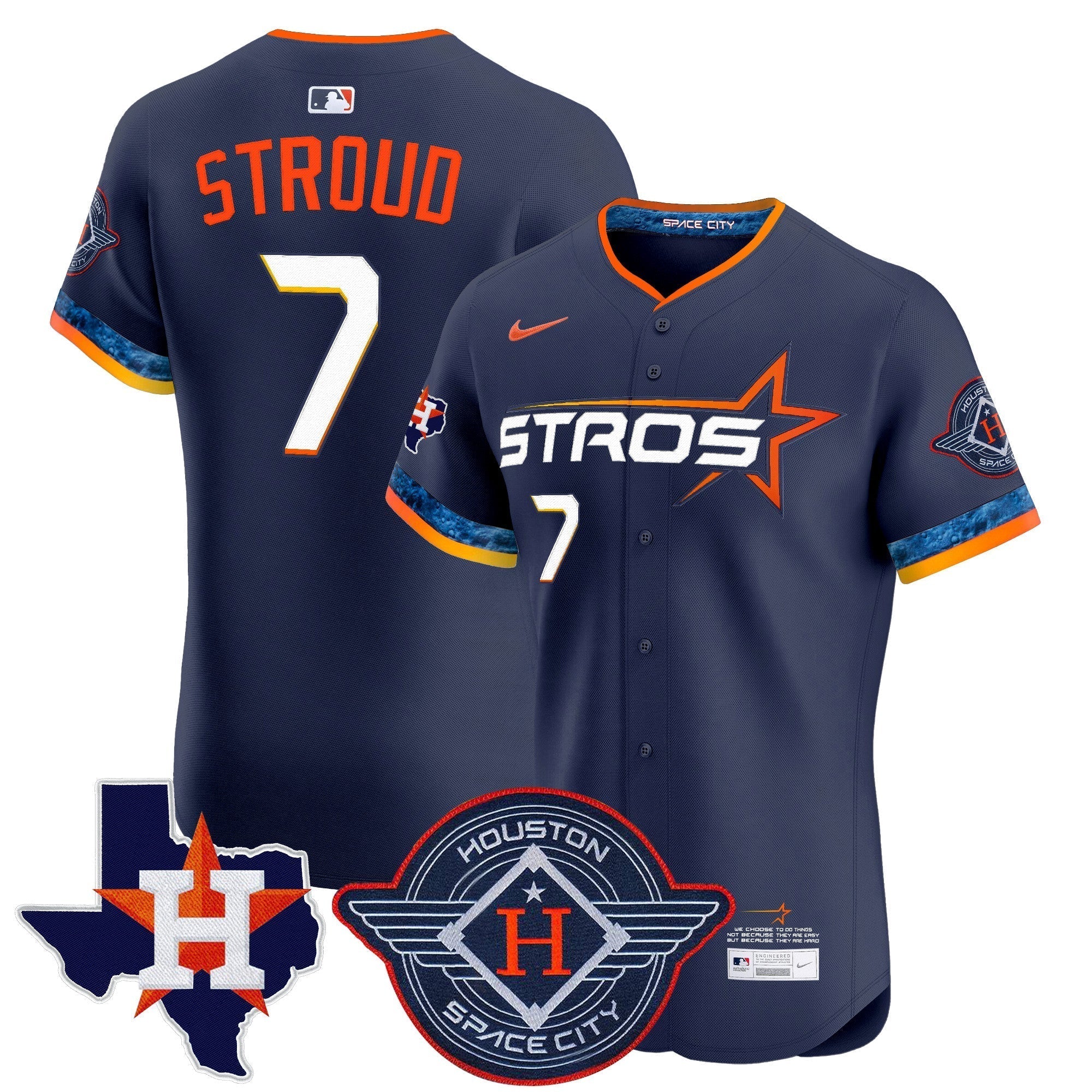 HOU 2025 City Connect Texas Patch Vapor Premier Elite Jersey - All Stitched