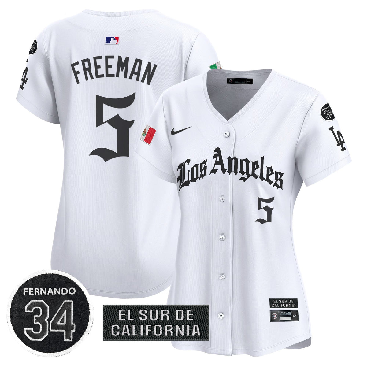 Women's Dodgers Mexico 2025 LA Gothic Style Patch Vapor Premier Limited Jersey - All Stitched