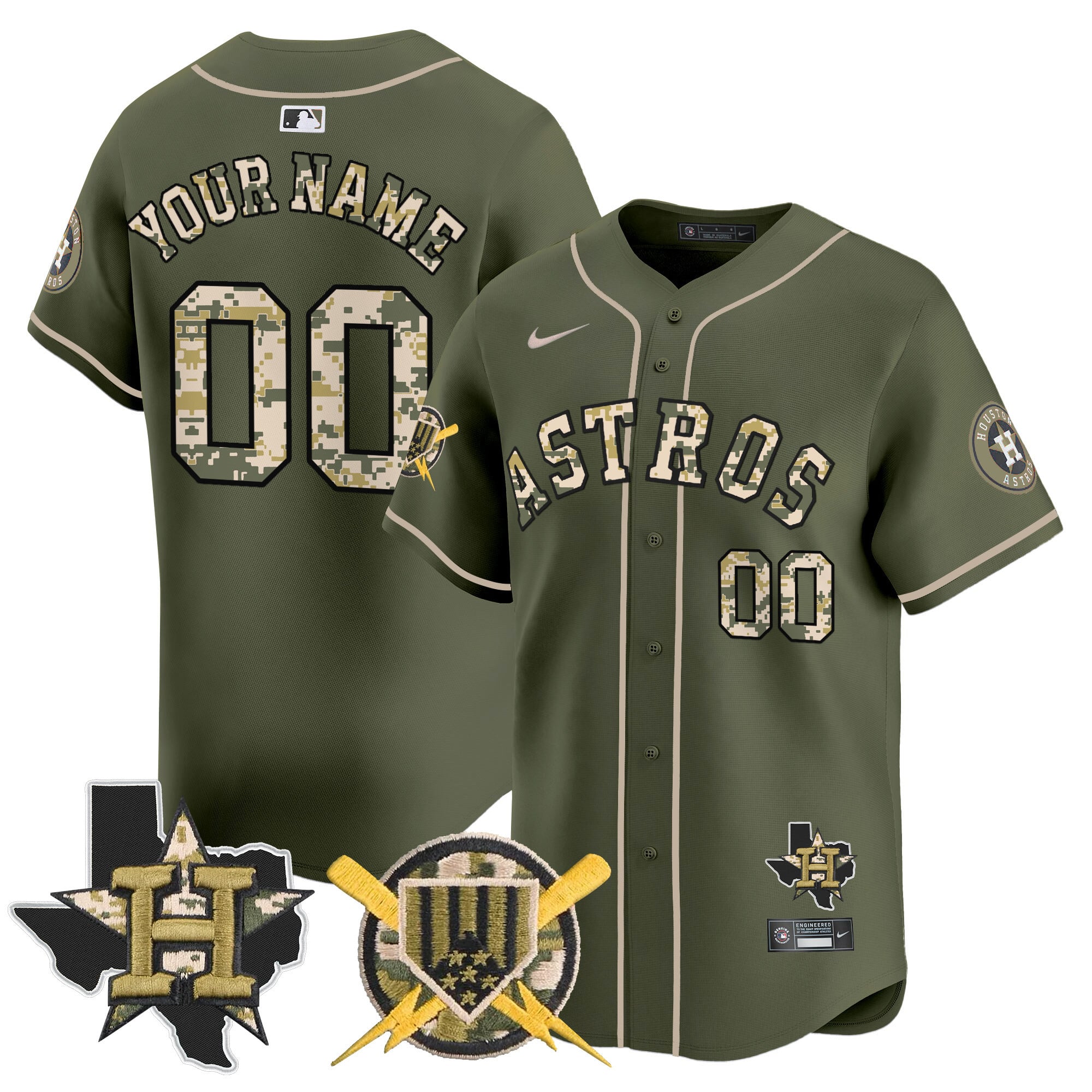 Houston Astros Armed Forces Day Vapor Premier Limited Custom Jersey V2 - All Stitched
