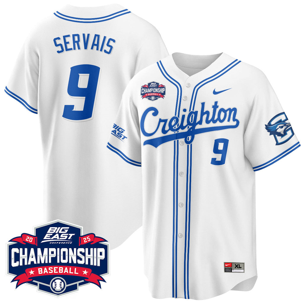Creighton Bluejays Baseball 2025 Big East Baseball Tournament Champions Jersey - All Stitched