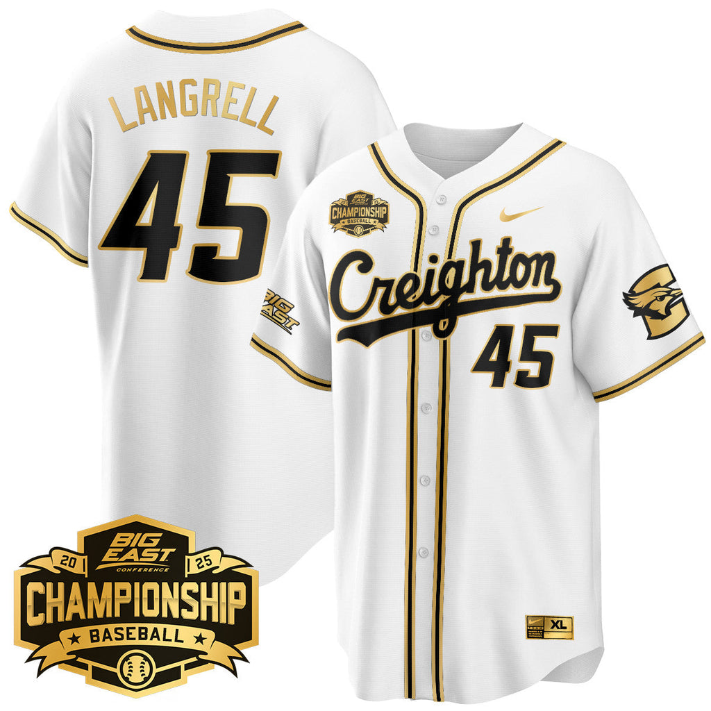 Creighton Bluejays Baseball 2025 Big East Baseball Tournament Champions Jersey - All Stitched