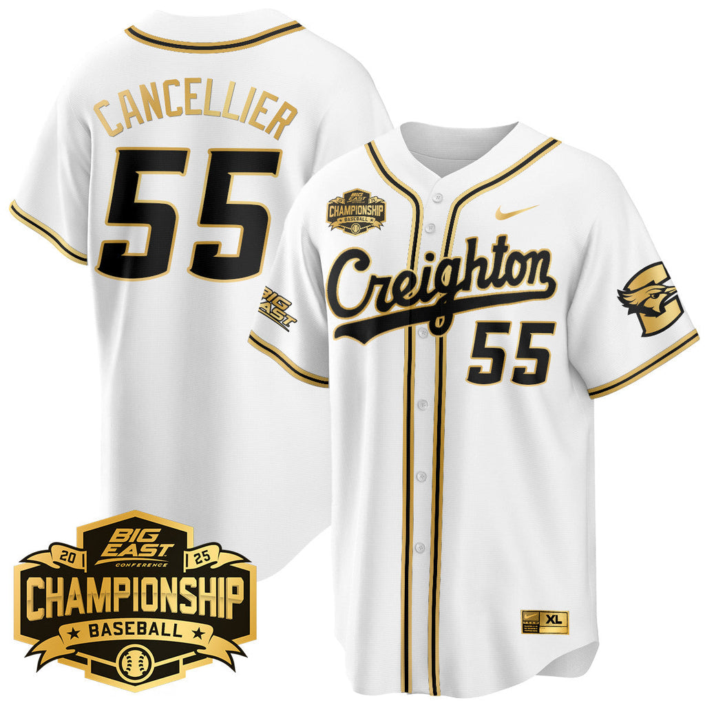 Creighton Bluejays Baseball 2025 Big East Baseball Tournament Champions Jersey - All Stitched