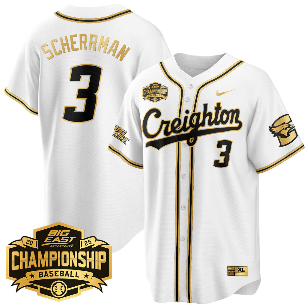 Creighton Bluejays Baseball 2025 Big East Baseball Tournament Champions Jersey - All Stitched