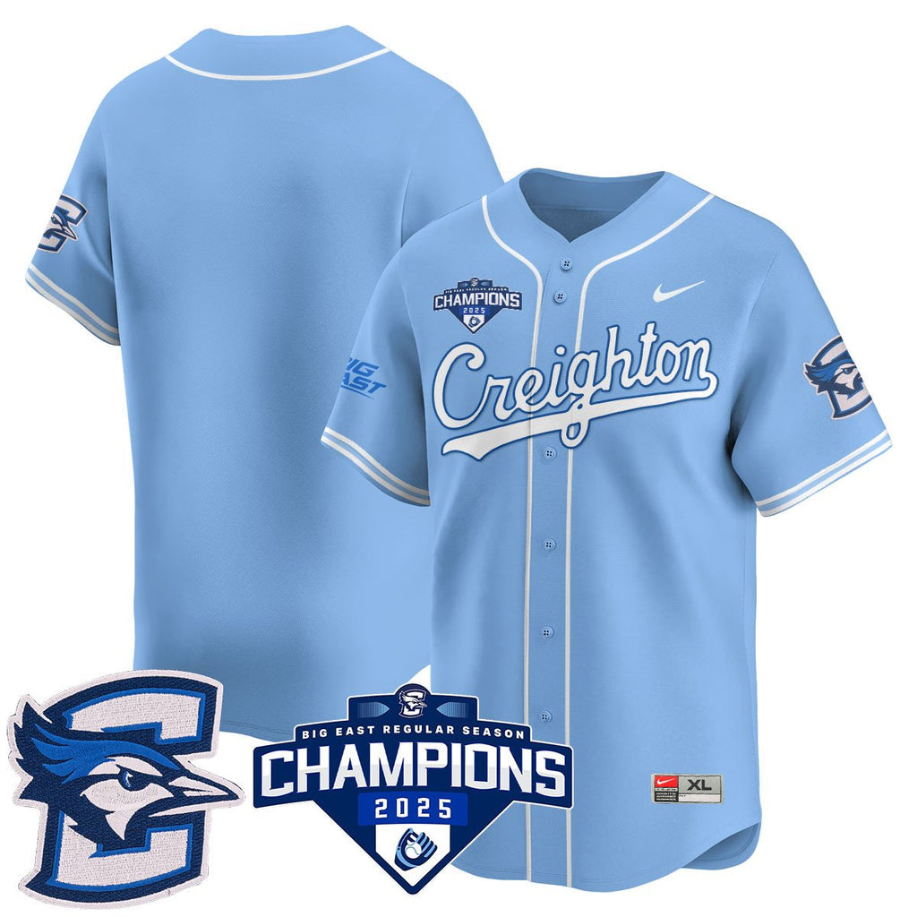 Creighton Bluejays Baseball 2025 Big East Baseball Tournament Champions Men Jersey N1 - All Stitched