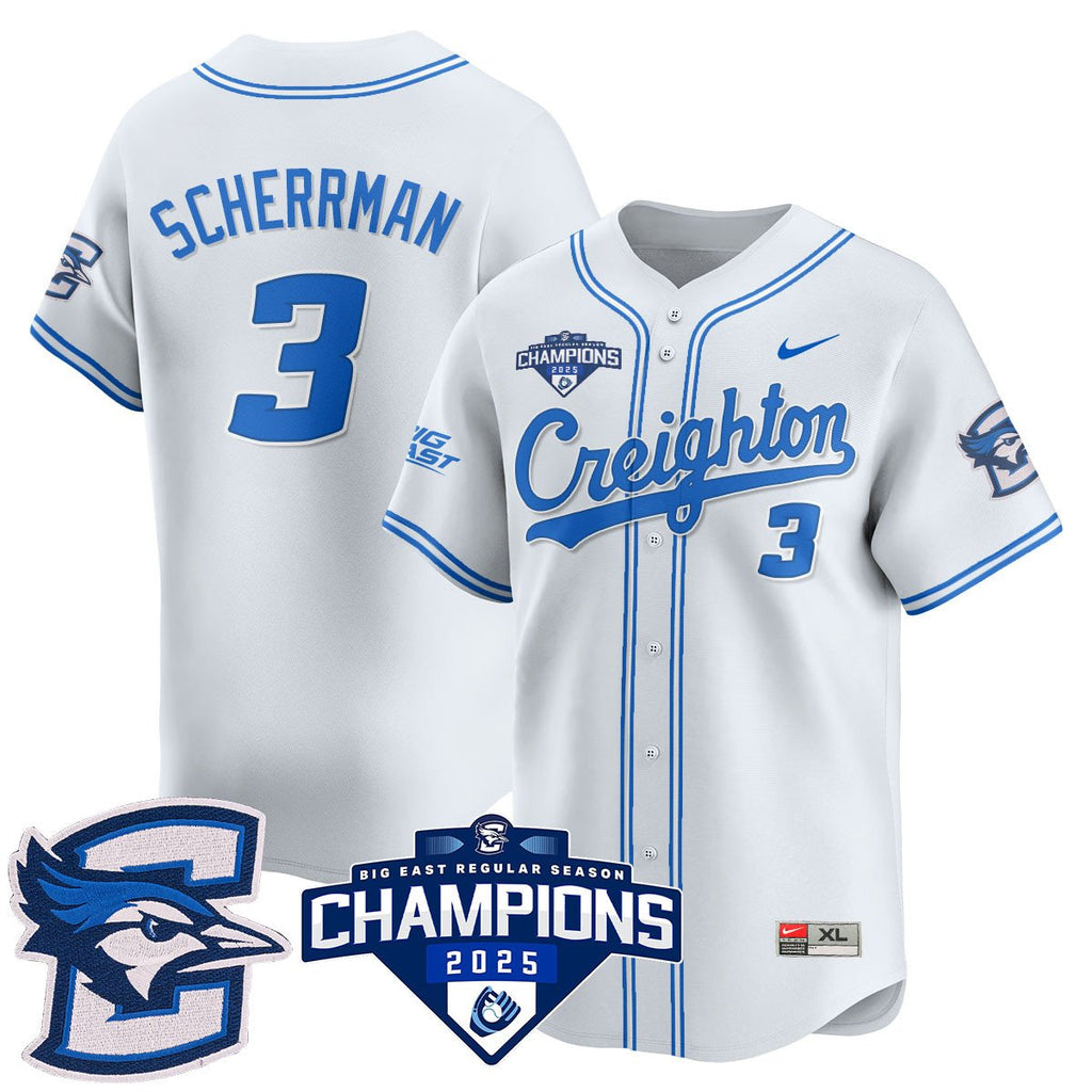 Creighton Bluejays Baseball 2025 Big East Baseball Tournament Champions Jersey N1 - All Stitched
