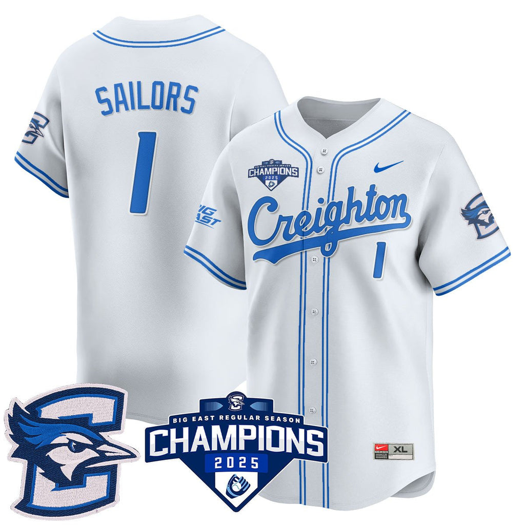 Creighton Bluejays Baseball 2025 Big East Baseball Tournament Champions Jersey N1 - All Stitched