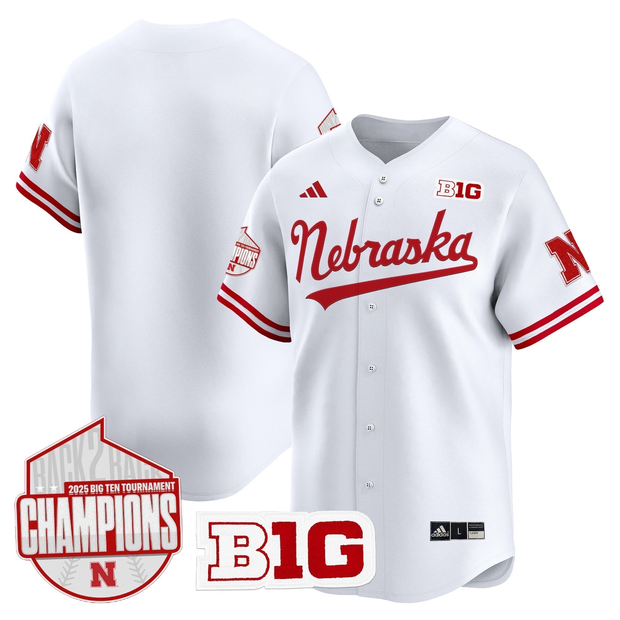 Nebraska Huskers Back 2 Back Champions Patch Vapor Premier Limited Jersey - All Stitched
