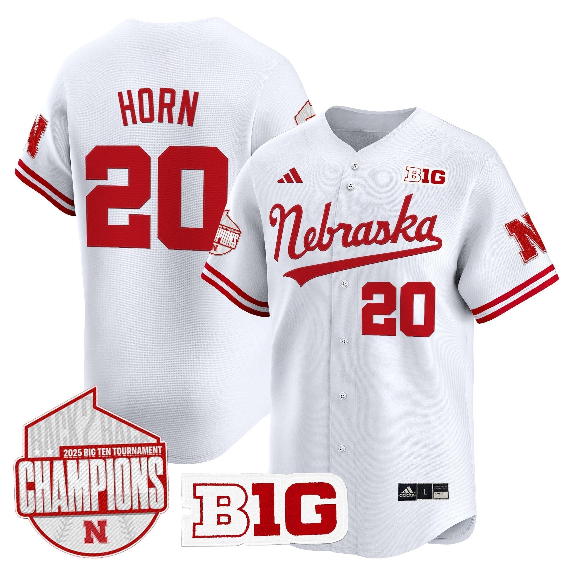 Nebraska Huskers Back 2 Back Champions Patch Vapor Premier Limited Jersey - All Stitched