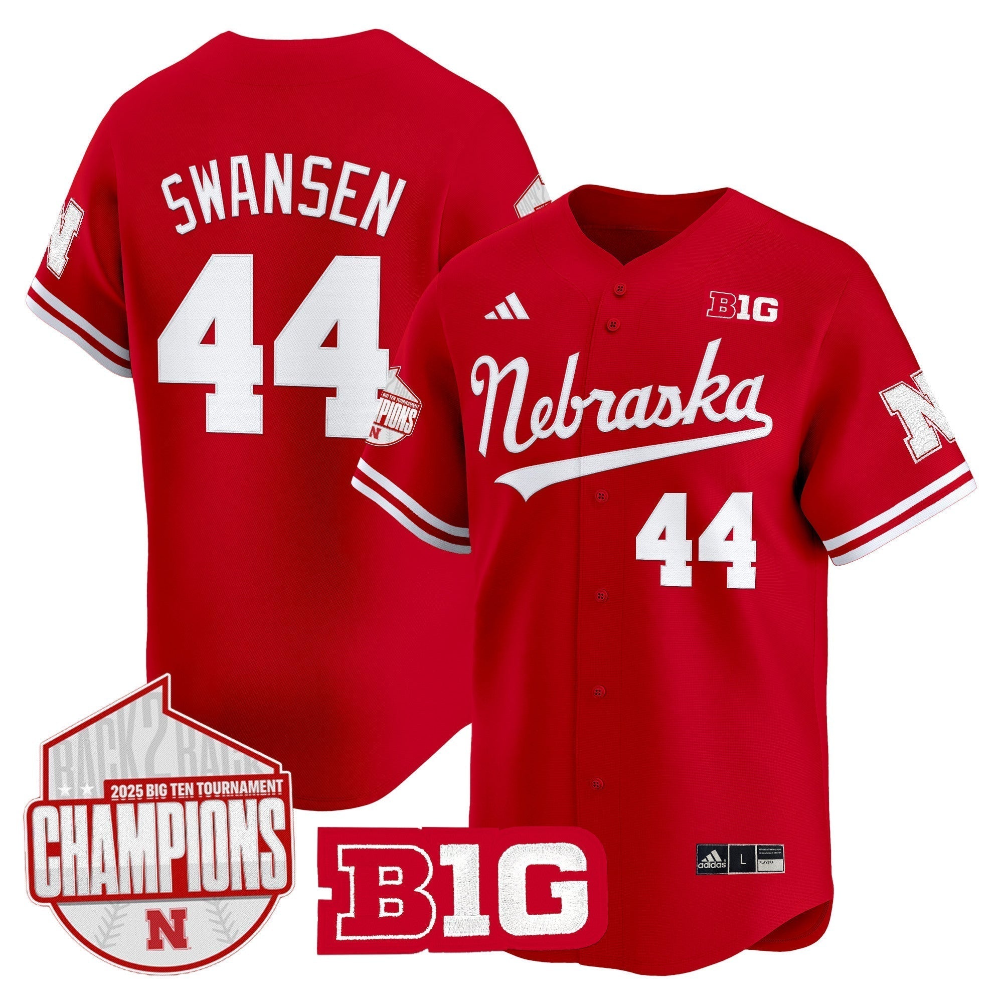 Nebraska Huskers Back 2 Back Champions Patch Vapor Premier Limited Men Jersey - All Stitched