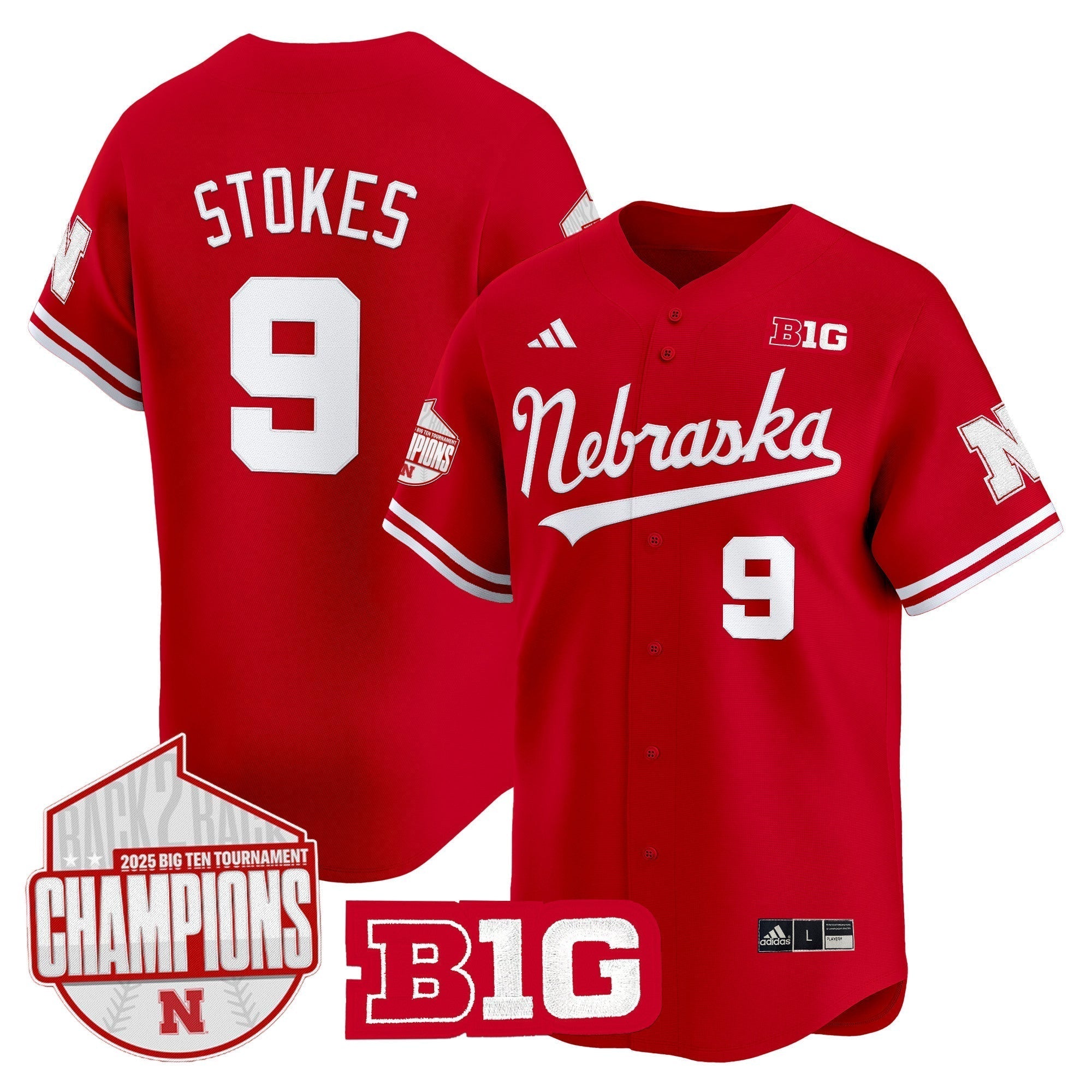Nebraska Huskers Back 2 Back Champions Patch Vapor Premier Limited Men Jersey - All Stitched