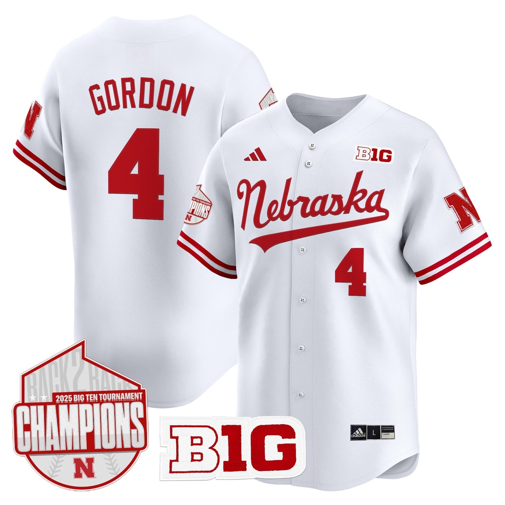 Nebraska Huskers Back 2 Back Champions Patch Vapor Premier Limited Jersey - All Stitched