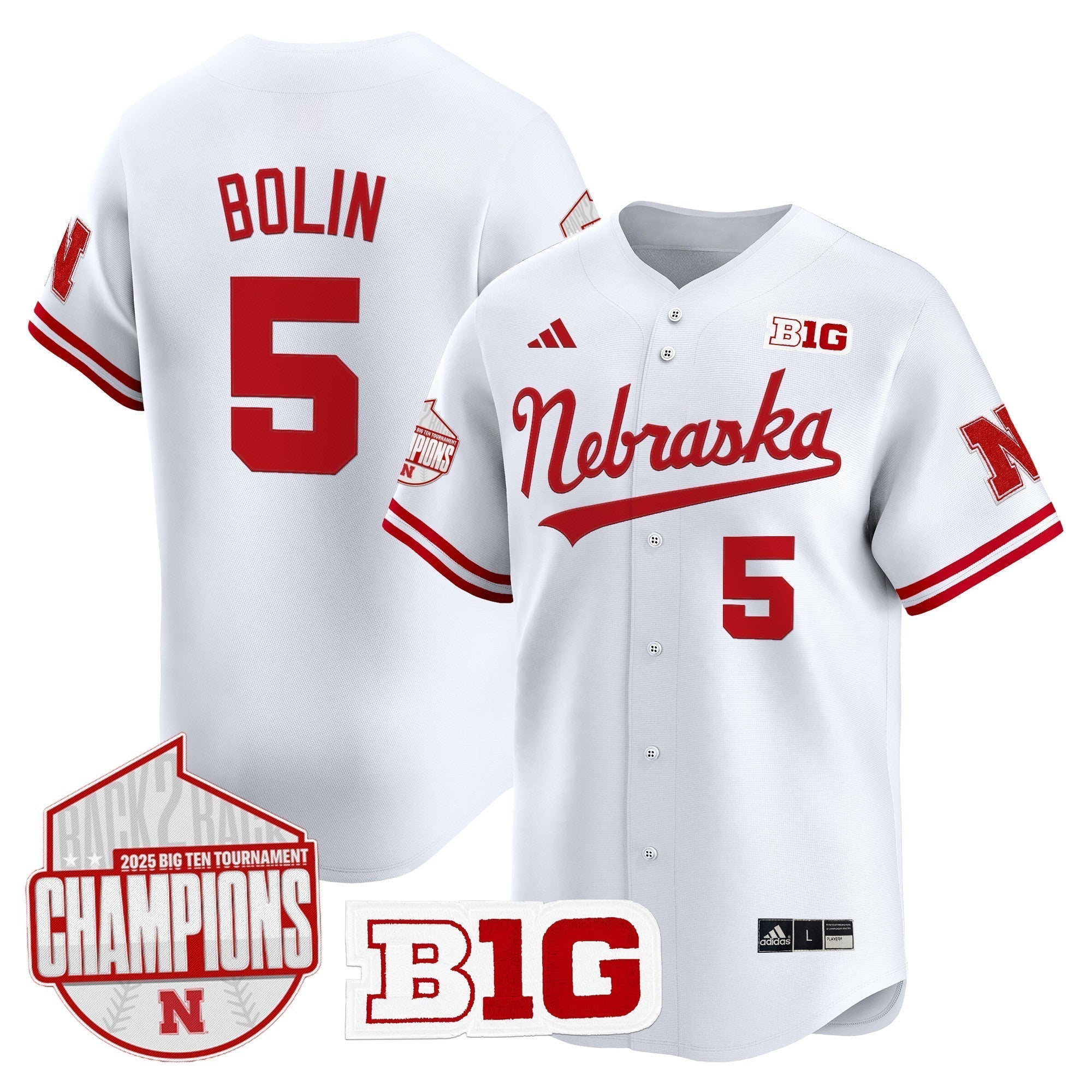 Nebraska Huskers Back 2 Back Champions Patch Vapor Premier Limited Jersey - All Stitched