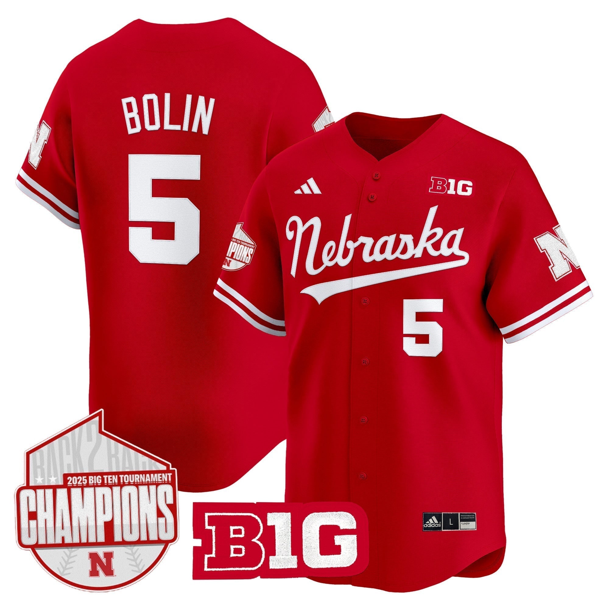 Nebraska Huskers Back 2 Back Champions Patch Vapor Premier Limited Men Jersey - All Stitched