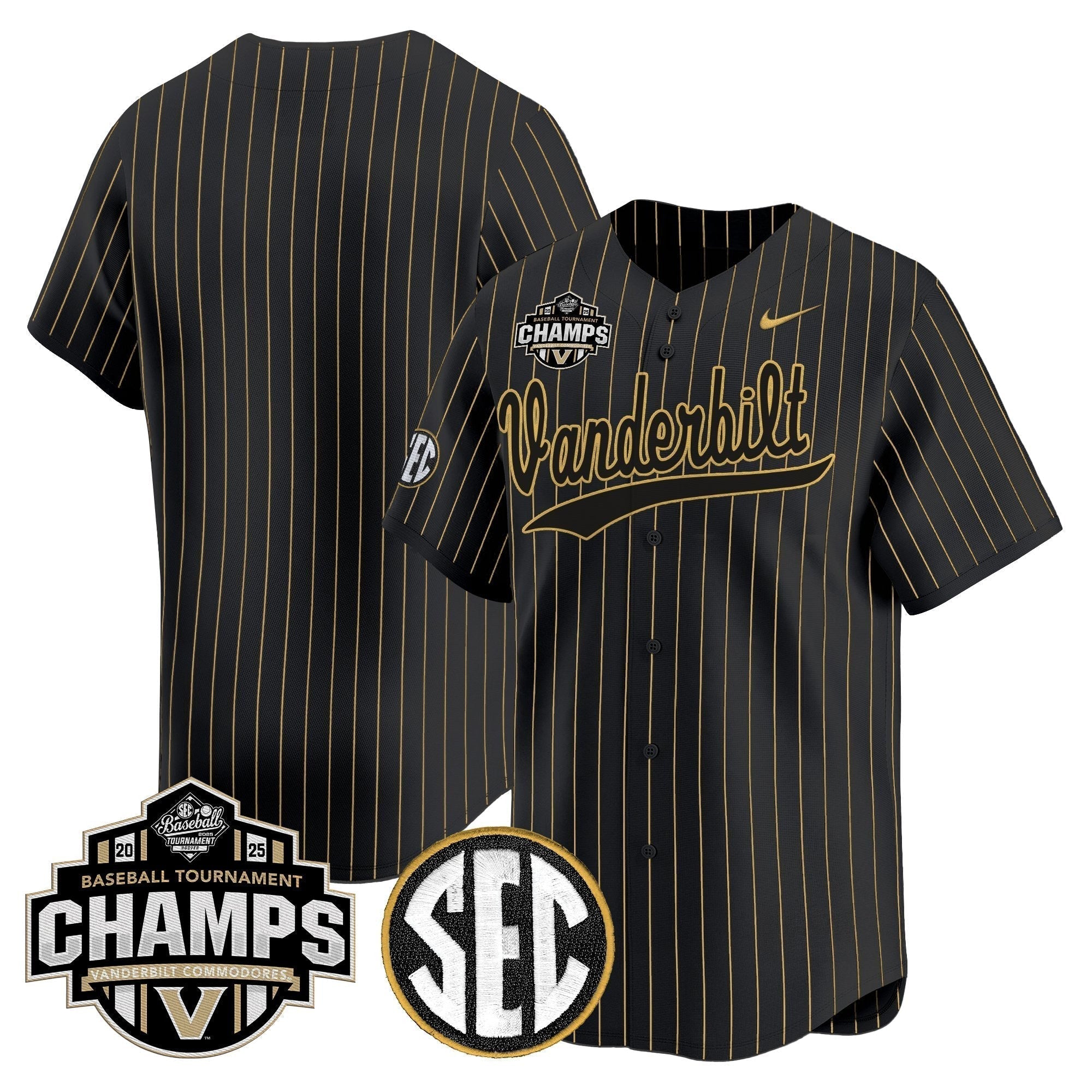Vanderbilt Commodores 2025 SEC Conference Tournament Champions Vapor Premier Limited Jersey - All Stitched