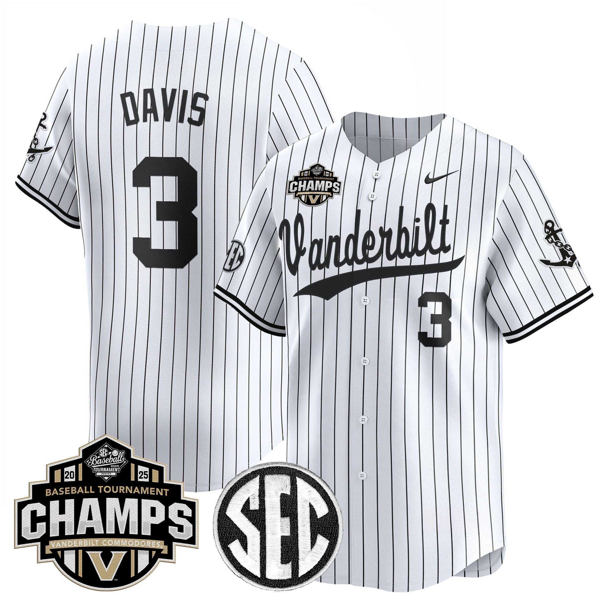 Vanderbilt Commodores 2025 SEC Conference Tournament Champions Vapor Premier Limited Jersey - All Stitched