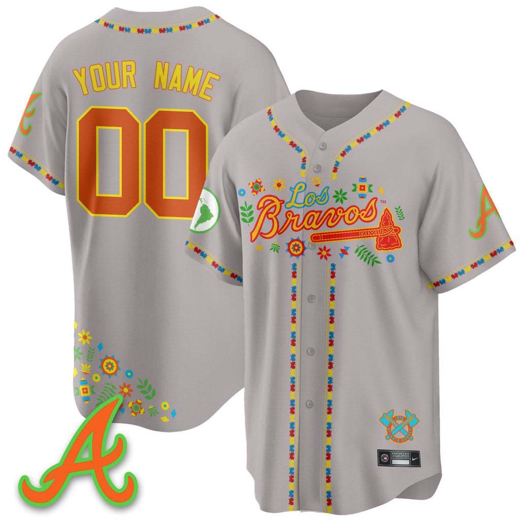 Custom Atlanta Braves 2025 "Los Bravos" Jersey - All Stitched