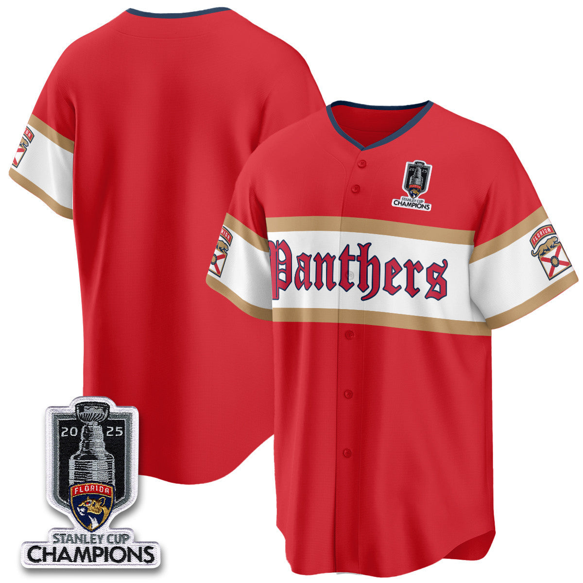 FLA 2025 Stanley Cup Champions Baseball Jersey V2 - All Stitched