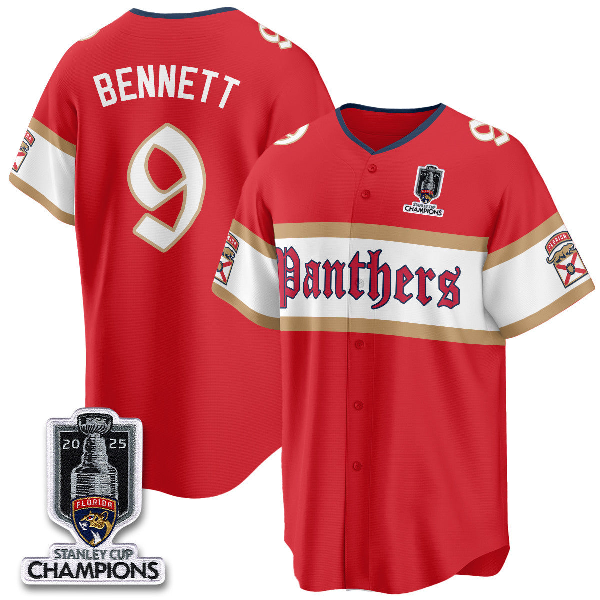 FLA 2025 Stanley Cup Champions Baseball Men Jersey V2 - All Stitched