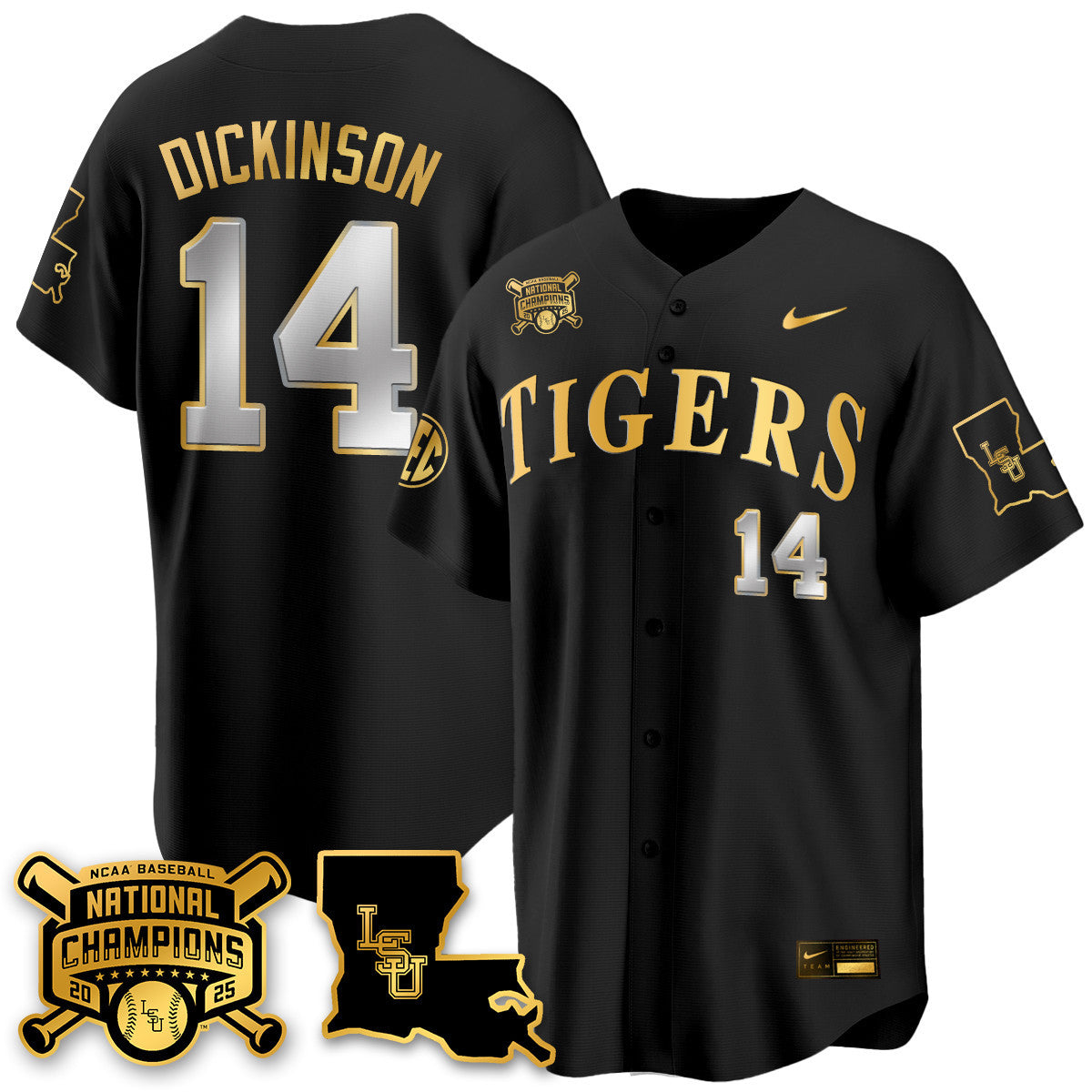 Youth's LSU Tigers 2025 World Series Champions Limited Gold Jersey - All Stitched