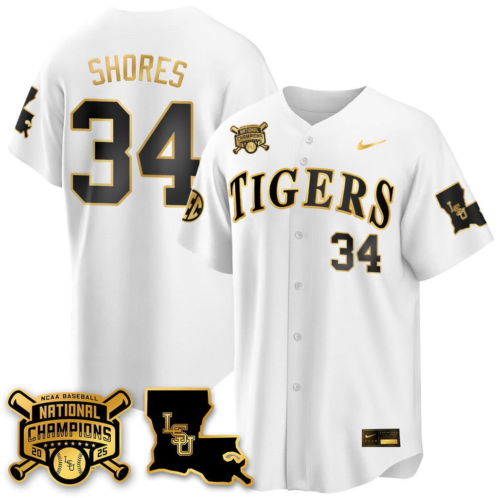 Men's LSU Tigers 2025 World Series Champions Limited Gold Jersey - All Stitched