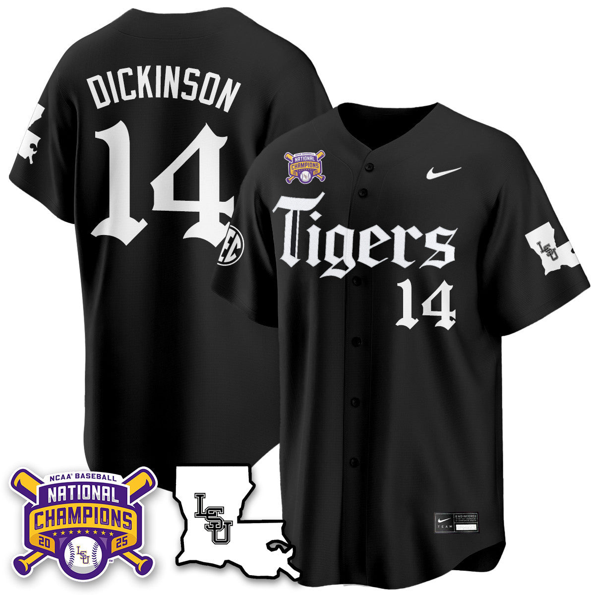 LSU 2025 World Series Champions 'Gothic Geaux Edition' Jersey - All Stitched