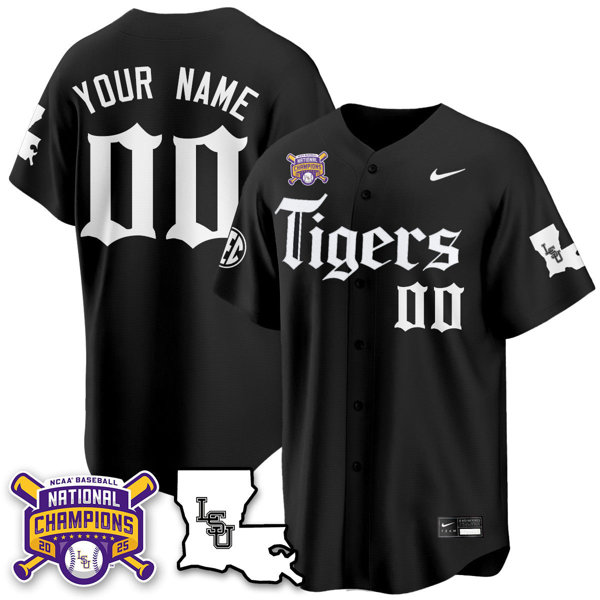 LSU 2025 World Series Champions 'Gothic Geaux Edition' Jersey - All Stitched