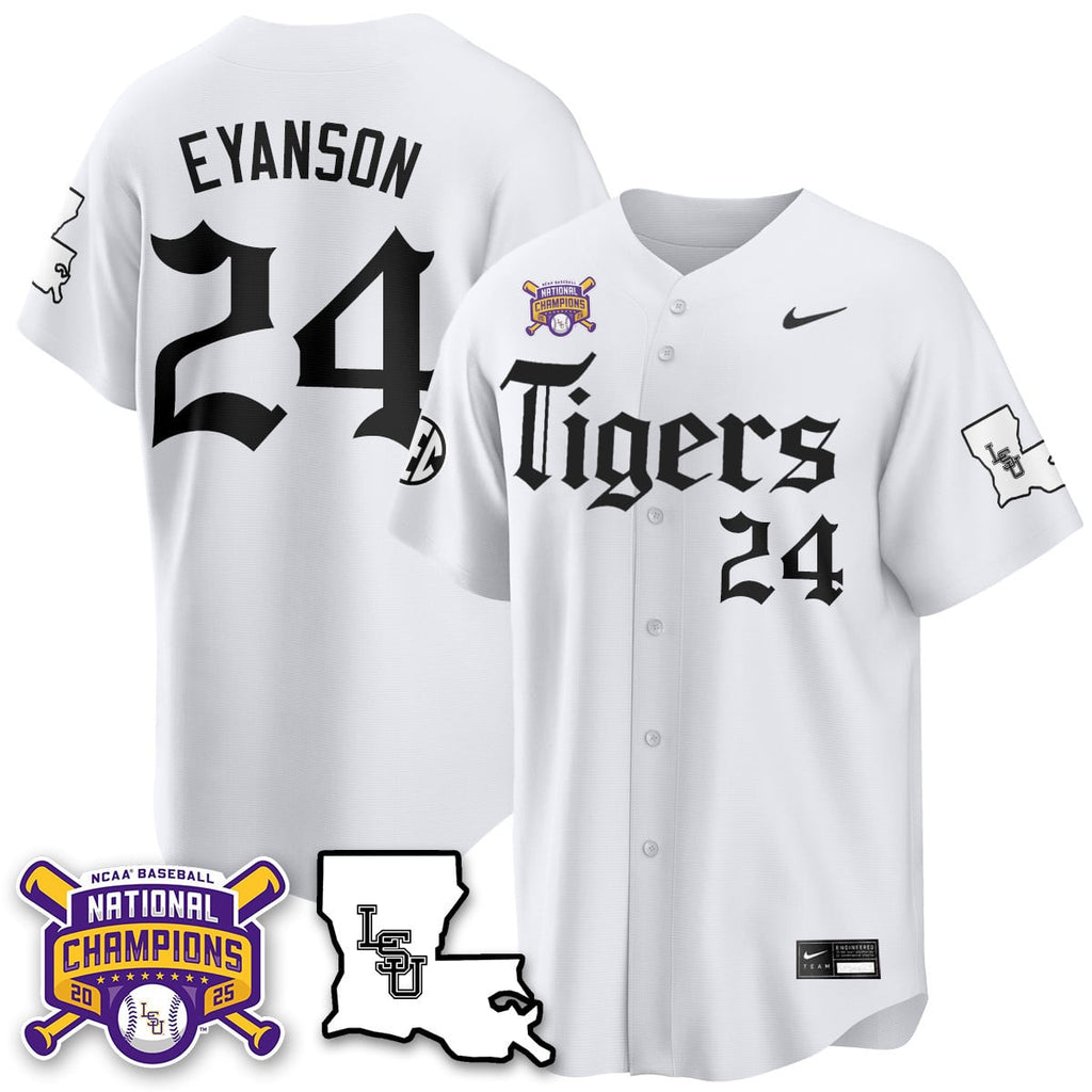 Youth's LSU Tigers 2025 World Series Champions 'Gothic Geaux Edition' Jersey - All Stitched