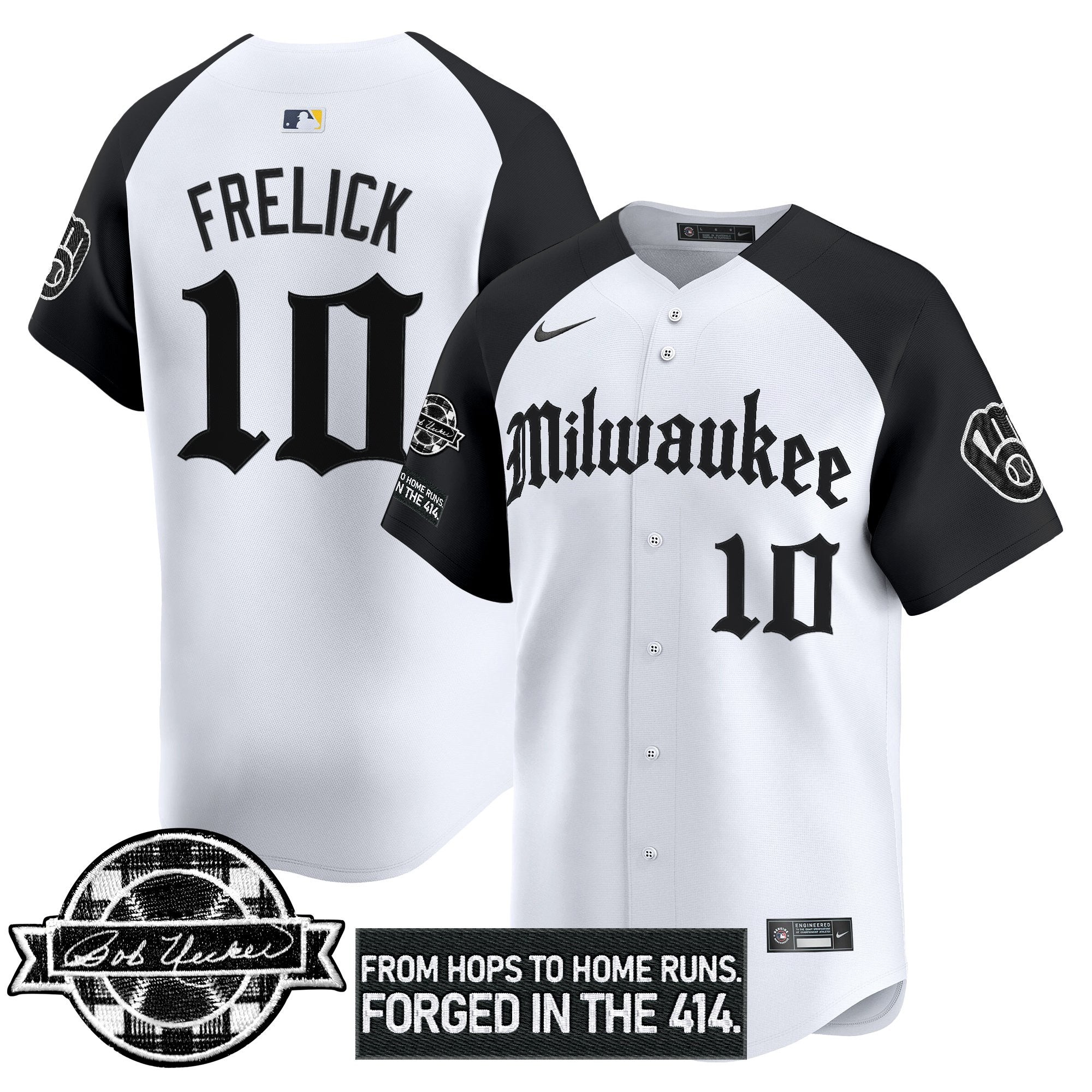 MIL Bob Uecker Patch Vapor Premier Limited Jersey - Gothic Edition - All Stitched