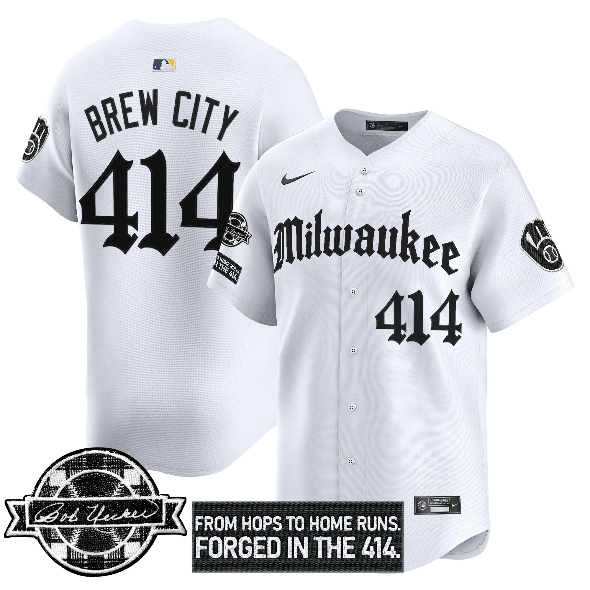 MIL Bob Uecker Patch Vapor Premier Limited Men Jersey - Gothic Edition - All Stitched